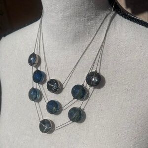 Kenneth Cole Silver tone with Large Silver & Blue Accent Bead